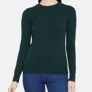 NWT Theory 100% Cashmere Crewneck Sweater Sea Storm Melange Forest Green Size S